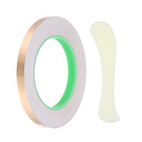 PATIKIL 36 Yard 3/8 Inch Copper Foil Tape,1 Roll Copper Tape with Conductive Stained Glass Foil Tool with Scraper for Stained Tools DIY Crafting
