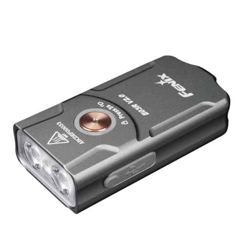 Fenix E03R v2.0 Keychain Flashlight, Grey, 500 Lumen Bright USB-C Rechargeable EDC with Red LED and Organizer (Grey)