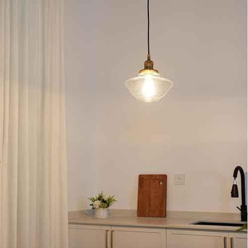 Pathson Vintage Island Pendant Light, Glass Adjustable Hanging Pendant Lamp, Modern Ceiling Chandelier for Dining Room Living Room Bedroom Kitchen Lighting