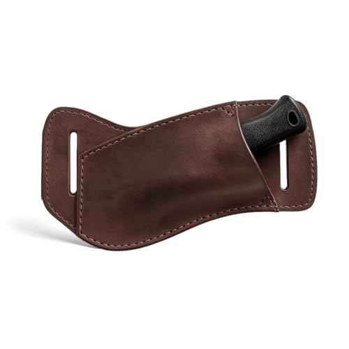 Horizontal Knife Holster Handmade from Full Grain Leather - Multitool Holder, Tool Case, Camping & Outdoor Accessories :: Bourbon Brown