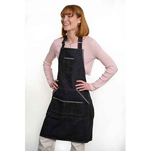 Multipurpose Cross Back Denim Chefs Apron - BBQ, Painting, Garden, Cooking for Men and Women with pockets