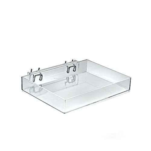 Azar Displays 225541 9.5" Wide Open Tray for Peg/Slat, 2-Pack