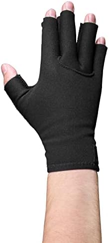 OTC Resting Splint Glove, 5 Finger Semi-Rigid Splints, Open Tips, Black, Right Hand, Medium