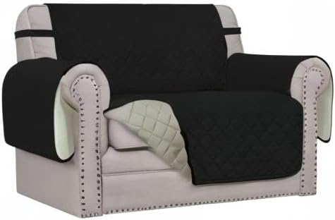 Easy-Going Oversized Chair Sofa Slipcover Reversible Sofa Cover Water Resistant Couch Cover Furniture Protector Cover with Elastic Straps for Pets Dog (Oversized Chair, Black/Beige)