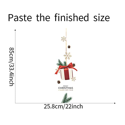BooDecal 25.8 x 33.4 inRemovable Merry Christmas and Happy New Year Gifts Boxes Ornaments Door Surprise Wall Art Vinyl Murals Wall Decals for Show Window Decorations Hanging Ornaments Stickers