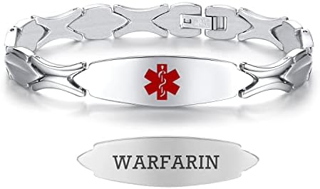 LinnaLove 7 1/2 inch Medical Alert Bracelets for women Stainless Steel Fashion Medical Bracelets Personalized Engraving