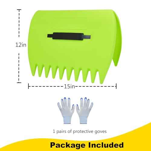 Leaf Scoops Hand Rakes, Leaf Scoops and Claws with Gloves, Lightweight Plastic Leaf Scoop, Large Leaf Grabbers for Picking Up Leaves, Clippings, Grass(1 Set, Green)
