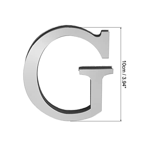 PATIKIL 3D Acrylic Alphabet Mirror Wall Stickers Letter G Self-Adhesive Home Decor Letter Sign Art Sticker Decal for DIY Home Decoration Silver Tone