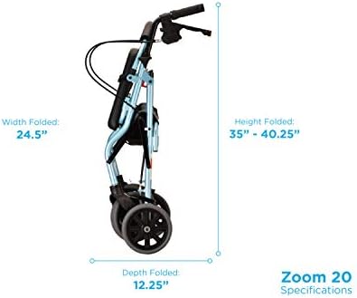 NOVA Medical Products Zoom Rollator Walker with 20" Seat Height, Diamond Blue