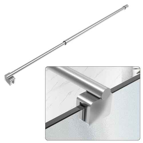 Shower Door Support Bar, 27.5'' to 47.2'' Telescopic Stainless Steel Wall-to-Glass Support Bar for 1/4"(6mm) to 3/8"(10mm) Thick Glass, Fixed Panel Support Rod, Brushed Nickel