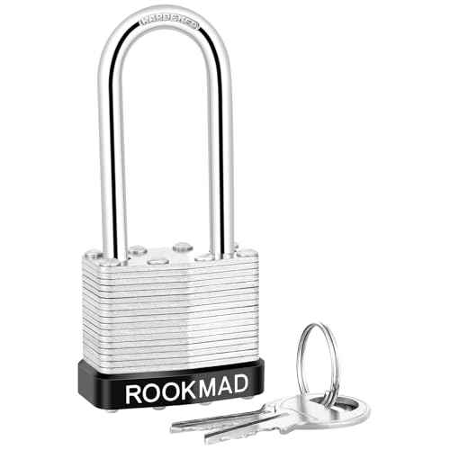 Laminated Steel Padlocks, Keyed Alike, 10 Pack, Silver, Long Shackle, CA65 Compliant