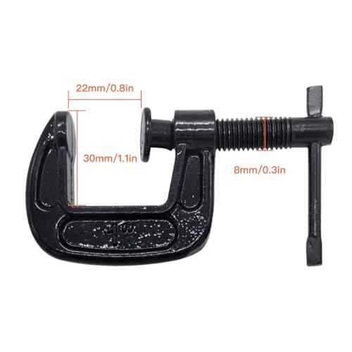 1-Inch C-Clamp Set, Heavy-Duty Cast Iron C-Clamps with 0.8-Inch Throat for Woodworking, Welding, and Building(4Pcs)