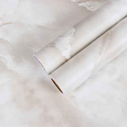 CHIHUT Cream Marble Contact Paper for Countertops Waterproof Self Adhesive Matte Marble Peel and Stick Wallpaper 12''x100'' Kitchen Counter Top Contact Paper for Backsplash Countertop Vinyl Wrap