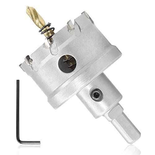 Metal Hole Saw 2-1/8 Inch / 53mm Hole Saw Drill Bit, Tungsten Carbide Tipped Hole Cutter with Titanium Plated Pilot Drill Bit, TCT Hole Saw for Stainless Steel Sheet Metal Brass Aluminum