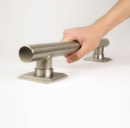 12-inch Coronado Designer Straight Bathroom Shower Grab Bar with Decorative Square Flanges, Satin