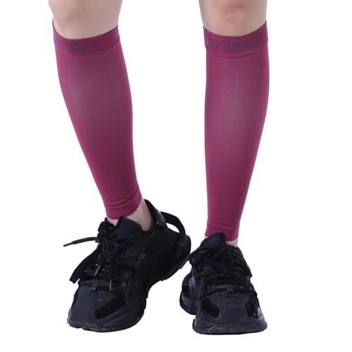 15-20mmHg 1 Pair Calf Compression Sleeve Men and Women Wide Calf Sleeve Brace Compression Socks for Leg Support, Shin Splint,Pain Relief (MAROON, XX-Large)