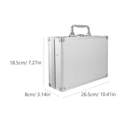 DOITOOL Metal Briefcase Hard Case 10x7x3 Inch Aluminum Briefcases for Men Toolbox Organizer Cash Case Portable Locking Storage Totes Lock Boxes for Personal Items Cash Travel