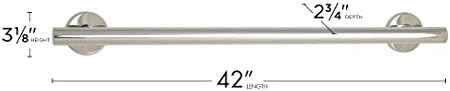 Seachrome 42-inch Coronado Designer Straight Bathroom Shower Grab Bar, Stainless Steel, Polished Chrome