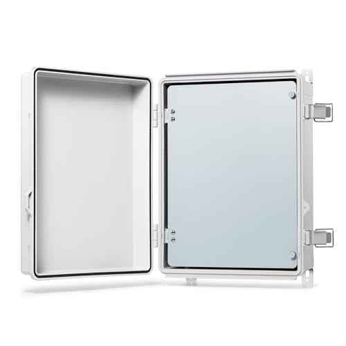 QILIPSU Waterproof Junction Box IP67 Outdoor Plastic Electrical Project Enclosure Weatherproof with Inner Door, Mounting Plate, Wall Brackets, Hinged Grey Cover 14.6"x10.6"x5.9" -D