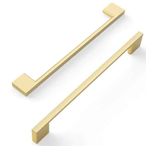 Amerdeco 10 Pack Brushed Gold Cabinet Pulls 7.5 Inch(192MM) Hole Centers Kitchen Cabinet Handles Cabinet Hardware Kitchen Handles for Cabinets Cupboard Handles Drawer Pulls ZH0060