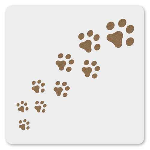 MAGJUCHE Trail of Dog Prints Stencil 6 Inches, Reusable Cat Prints Stencil for Painting DIY Crafts Decor