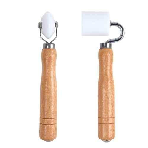 Wallpaper Smoothing Roller, Rubber seam roller, wheel roller Corner Seam Roller for wallpaper, wood hand wallpaper roller pack of 2