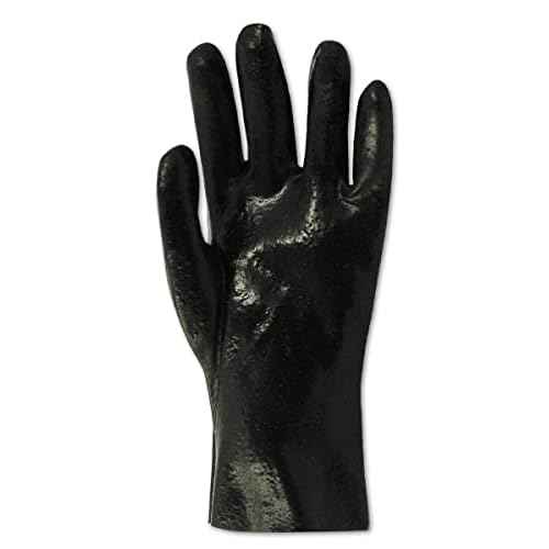 MAGID T1082R MultiMaster Rough Finish PVC Gloves with Knit Cuff, 12", Black (12 Pair)