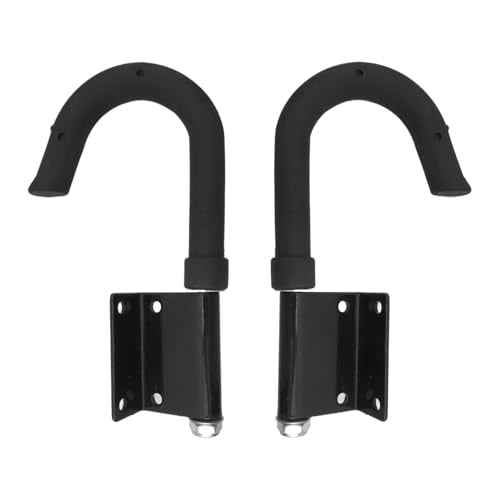 LC LICTOP Telescoping Ladder Hook Stabilizer, Heavy Duty Rubber Wrapped Roof Hook Kit for Extension Ladders, Stainless Steel Gutter Edge Hooks, Fit 2-3/4 Inch Thick Wall Mount Hanger, 2Pcs Black