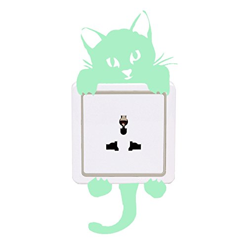 2pcs Luminous Light Switch Decals Glow in The Dark Adorbale Cat Pet Animal Wall Stickers Light Switch Decor Art Mural Paste