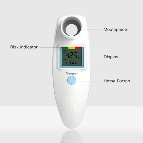 Digital Peak Flow Meter Portable PEF Forced Expiratory Volume FEV1 Tester with Red Yellow Green Risk Indicator