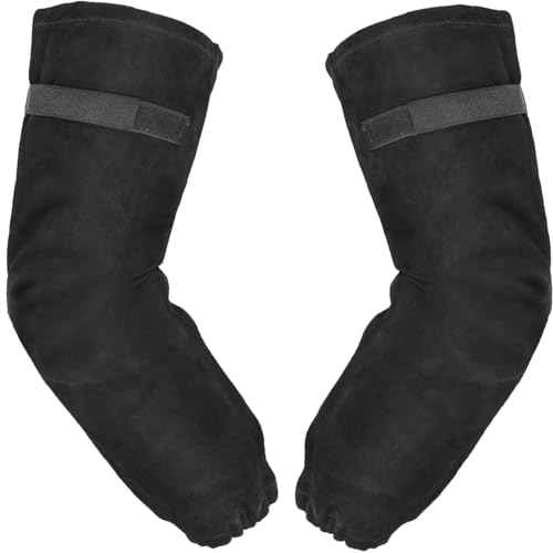 LeaSeek Leather Welding Work Sleeves,Heat & Flame Resistant Arm Protection Gardening Sleeve