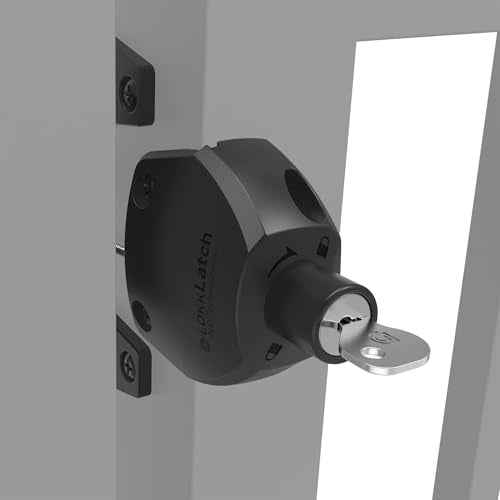 D&D Technologies LL3ABL LokkLatch Gate Latch with External Access Button, Key Lockable and Operates On Both Sides of The Gate, for Square Frame Post, Metal, Wood, Vinyl Fence Gates, Black