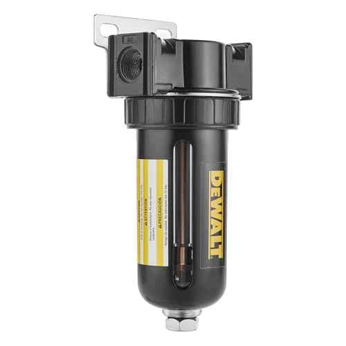 DEWALT 3/8" NPT Inline Desiccant Dryer with Clear Windows for Viewing Desiccant Life Status, High Efficiency Moisture Removal for Compressed Air Systems