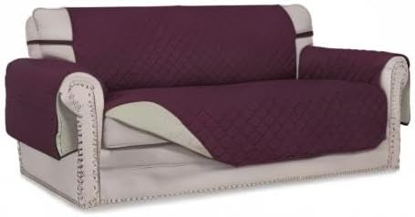 Easy-Going Sofa Slipcover Reversible Loveseat Sofa Cover Couch Cover for 2 Cushion Couch Furniture Protector with Elastic Straps for Pets Kids Dog Cat (Oversized Loveseat, Wine/Beige)