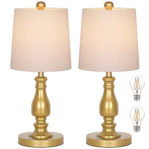 Dott Arts Cordless lamp Table Lamps Set of 2, Battery Powered Rechargeable lamp 3-Way Dimmable Modern Nightstand Lamp Sets Bedside Touch Desk Lamp for Bedroom Living Room, LED Bulbs Included(Gold)
