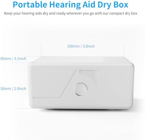 Hearing Aid Dryer, World's Fastest Dehumidifier for Hearing Aids Amplifier, UV-C Ultraviolet Light Cleaner Box, 30-min Quick Dry Ultra-Silent Portable for Seniors Adults