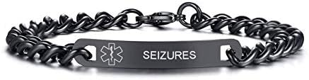 VNOX Medical Alert ID Bracelet - Mens Womens Stainless Steel ID Tag Medical Alert Emergency Bracelet,7.2/8/8.4 Inches