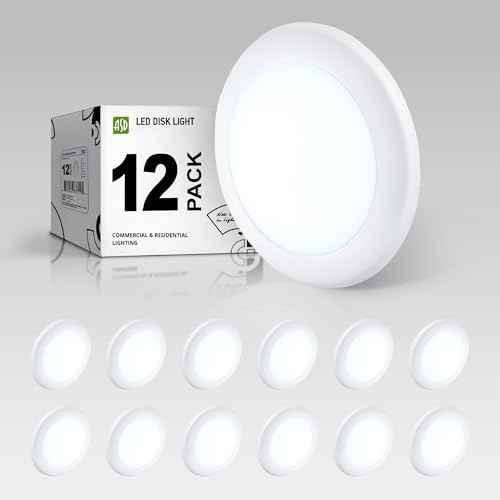 ASD 12 Pack LED Disk Lights 6 Inch, 15W 5000K Daylight 1300LM CRI90+, Dimmable Flush Mount Ceiling Light Fixture, Low Profile Surface Mount Disc, Junction Box or Recessed Can Install, ETL Energy Star