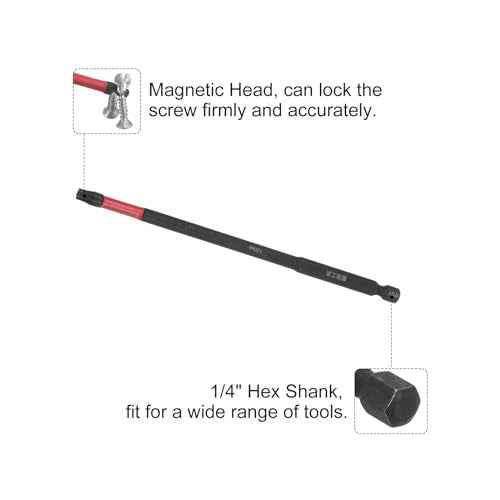 HARFINGTON 2pcs Impact Tough Torx Drill Bit T27 6" Length 1/4" Hex Shank S2 Steel Magnetic Insert Star 6 Point Head Screwdriver Bits