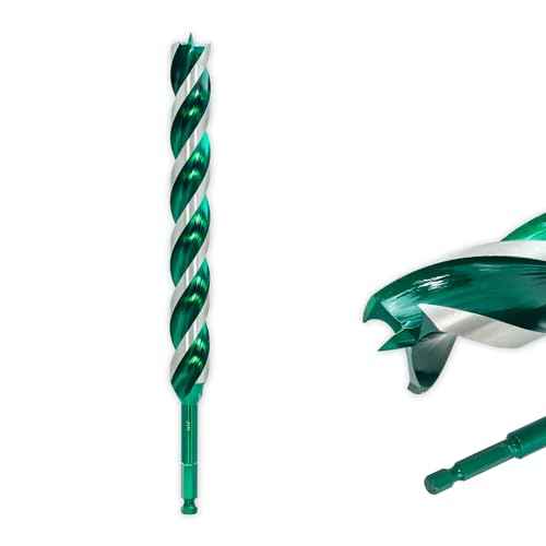 1/2"x 9" Auger Drill Bit for Wood, Hex Shank Tri-Flute Wood Drill Bits, Ship Auger Long Drill Bit for Soft and Hard Wood, Plastic, Drywall, Tree Stump and Composite Materials