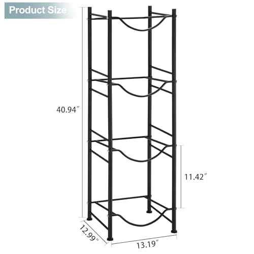 MOOACE 4-Tier Water Jug Rack, 5 Gallon Detachable Water Bottle Holder Organizer Storage Rack, Black
