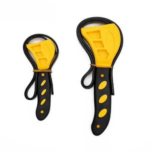 EMSTAR 2PCS Strap Wrench Set, Adjustable Rubber Strap Wrench Upgrade for 4 to 6 Inches Reinforced Rubber Belt, Jar Opener for Weak Hands