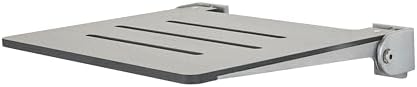 Sechrome 18 inch Silhouette Slimline Folding Wall Mount Shower Bench Seat, Gray Weathered Ash Seat with Silver Frame