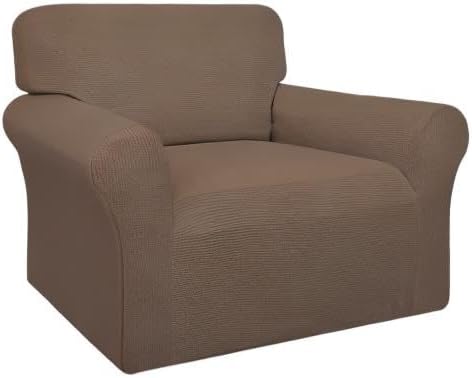 Easy-Going 100% Waterproof Chair Couch Cover, Dual Waterproof Sofa Cover, Stretch Jacquard Sofa Slipcover, Leakproof Furniture Protector for Kids, Pets, Dog and Cat (Chair, Brown)