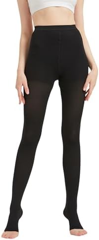 Up to 5X-Large Plus Size Compression Pantyhose for Women 20-30 mmHg - Open Toe Compression High Waist Tights for Lymphedema, Varicose Veins Circulation, Post Surgery - Black