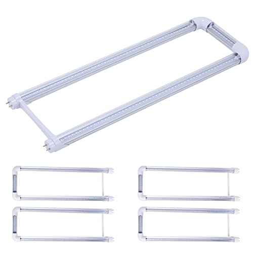 4 Pack T8 U Bend LED Tube Light,LED U Shaped Bulbs,Shop Light,Office Light 2x2FT 24W(50W Equivalent),6000K Daylight White,G13 Base Dual-End Powered,Ballast Bypass,LED Bulb Clear Cover 100-277V