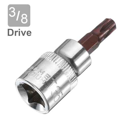 uxcell 3/8" Drive x T35 Torx Bit Socket, S2 Steel Bits, CR-V Sockets 2" Length (For Hand Use Only) 2pcs
