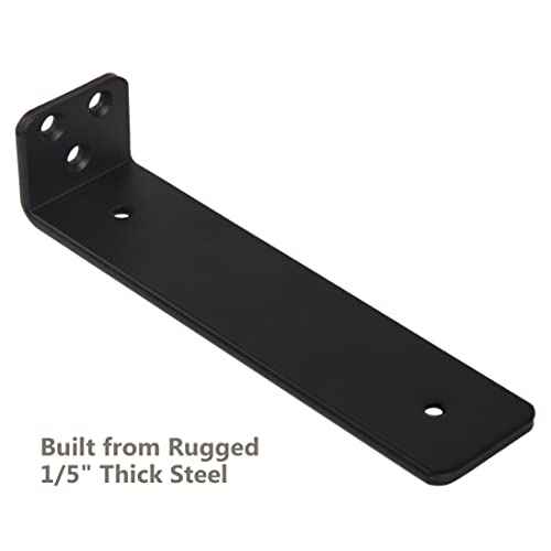 12-Pack 8 Inch Floating Shelf Brackets, Heavy Duty Hidden Shelves Bracket for Small Shelf, Kitchen Shelf, Nursery Shelf, Black Powder Coated Steel