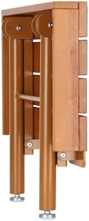 20 Inchs Teak Folding Shower Seat Wall Mounted, Fold Down Shower Seat for Inside Shower, Home Care Folding Teak Shower Seat, Folding Shower Seat with 450 Lb. Weight Capacity (with Support)