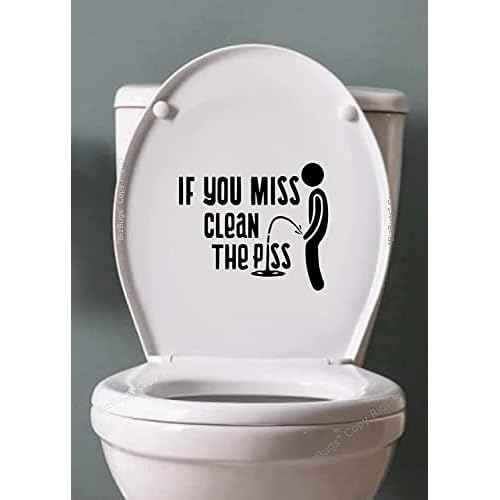 If You Miss Clean Your Pee Sticker Vinyl Decal Sign for Bathroom Washroom Toilet Guestroom Restroom Wall Waterproof & Removable. Perfect Size 7" Wide| Black |